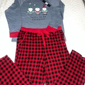 Fashion Nova Gray and Red Pajama Set Cozy Winter Wear